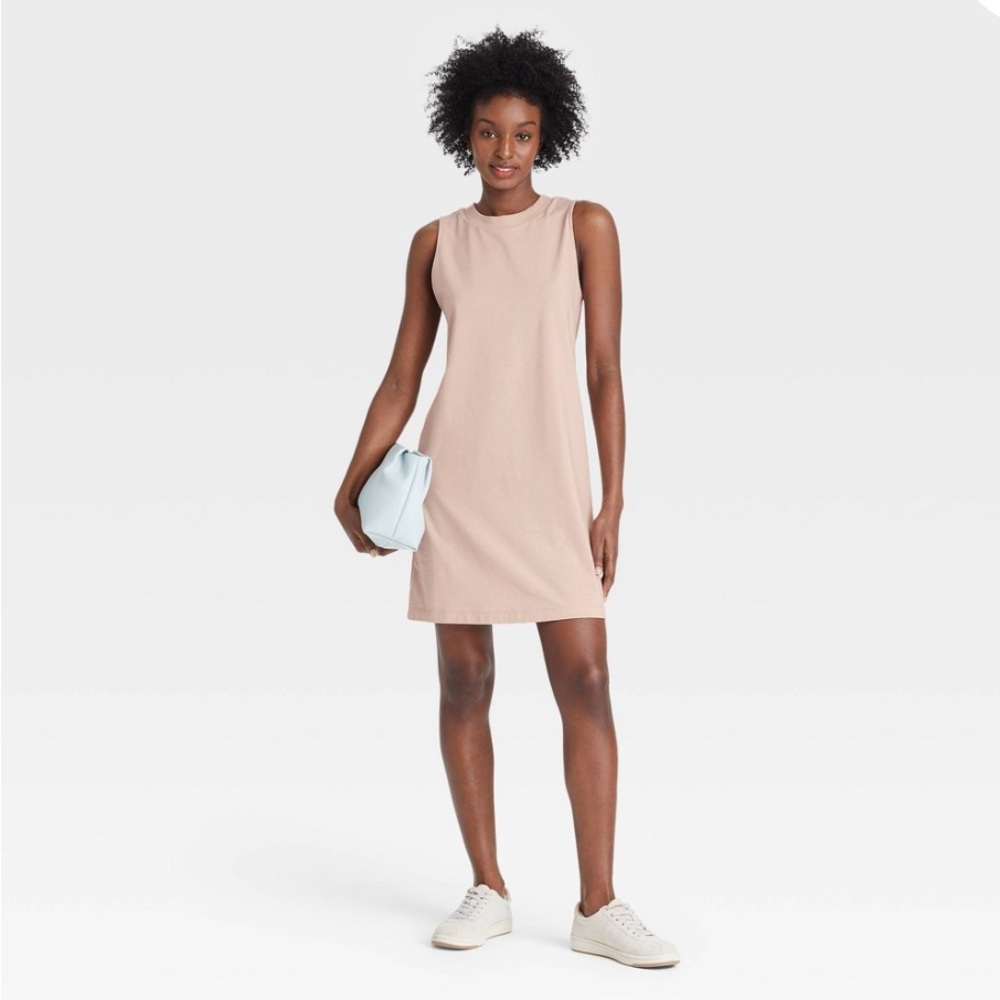 Women's Muscle Tank Dress - A New Day Taupe XS #947